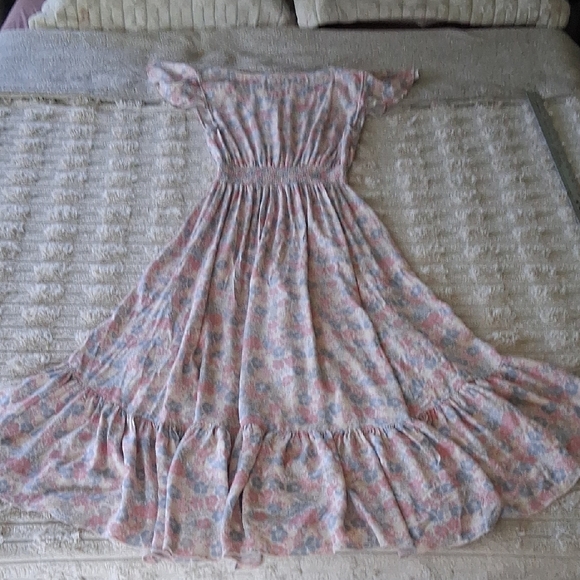 bobi BLACK Pink and Blue Floral Smocked Flutter Sleeve Sundress - Picture 5 of 5